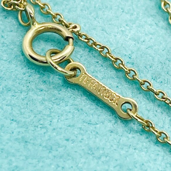 Tiffany & Co. Peretti 18K Gold Diamond 15mm Open Heart Pendant Necklace 18" - Picture 9 of 13